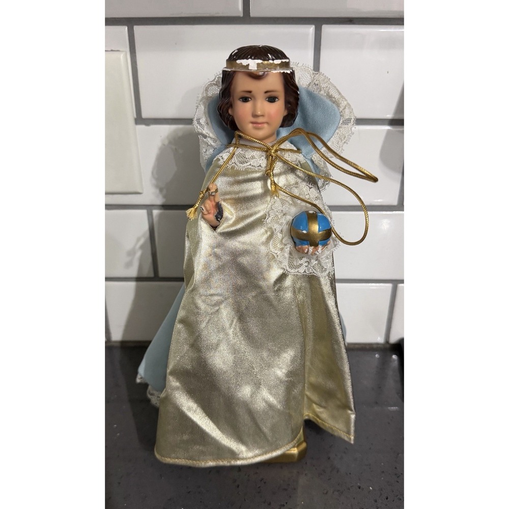 Columbia Statuary 1966 Infant Jesus of Prague Chalkware Statue Blue Gown *read*